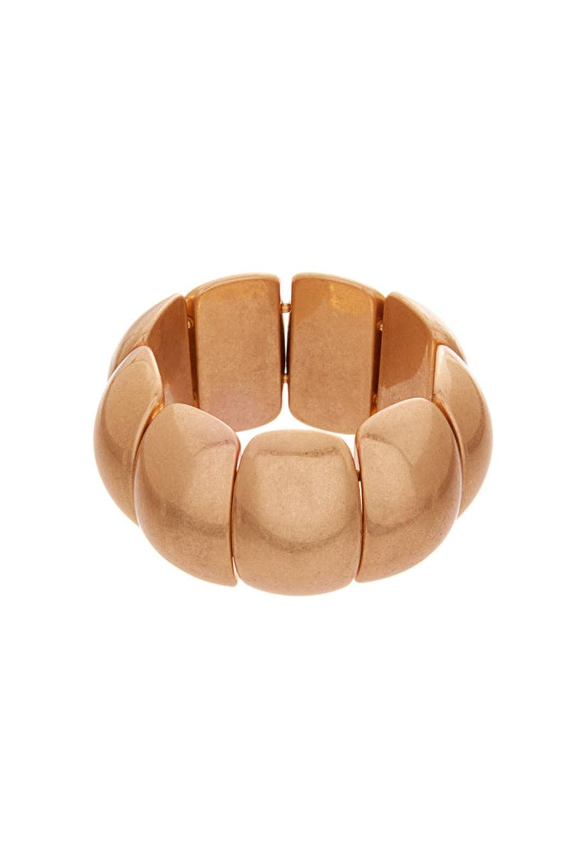 Vintage Metal Domed Shaped Ccb Stretch Bracelet