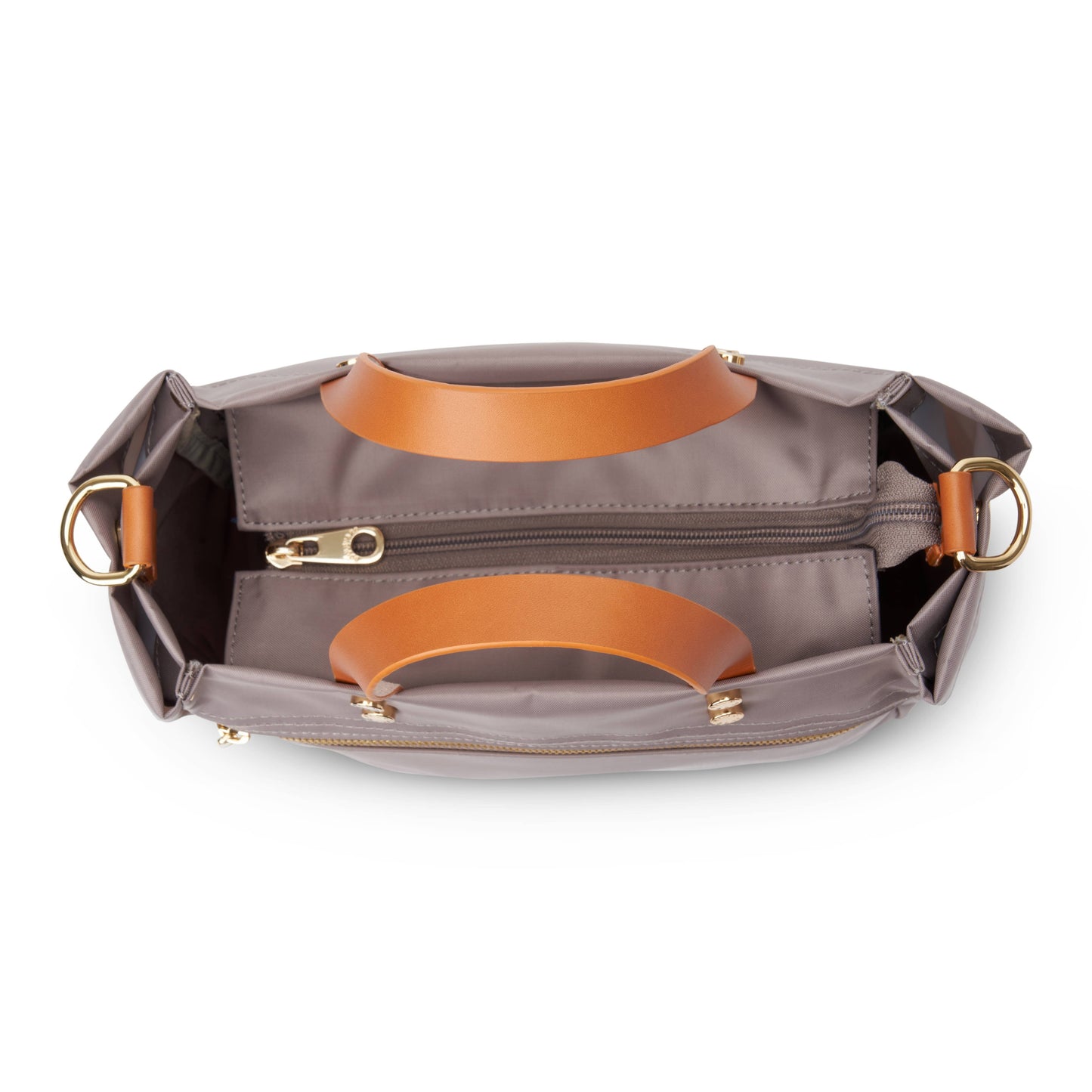 "Joey" Taupe Nylon Tote with Leather Accents