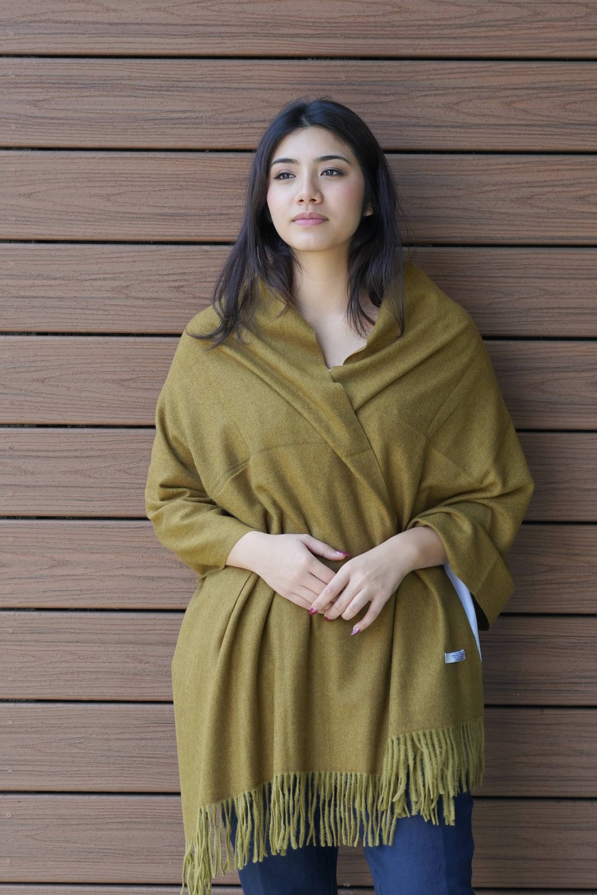 Cozy Cashmere Blend Stole-Olive
