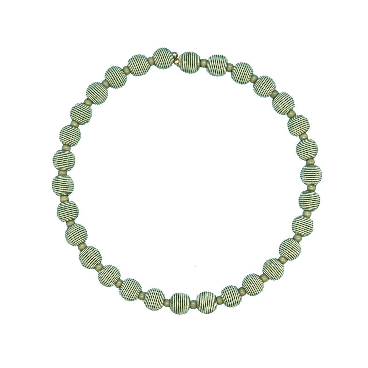 Cotton Springwire Woven Ball Necklace - Greens