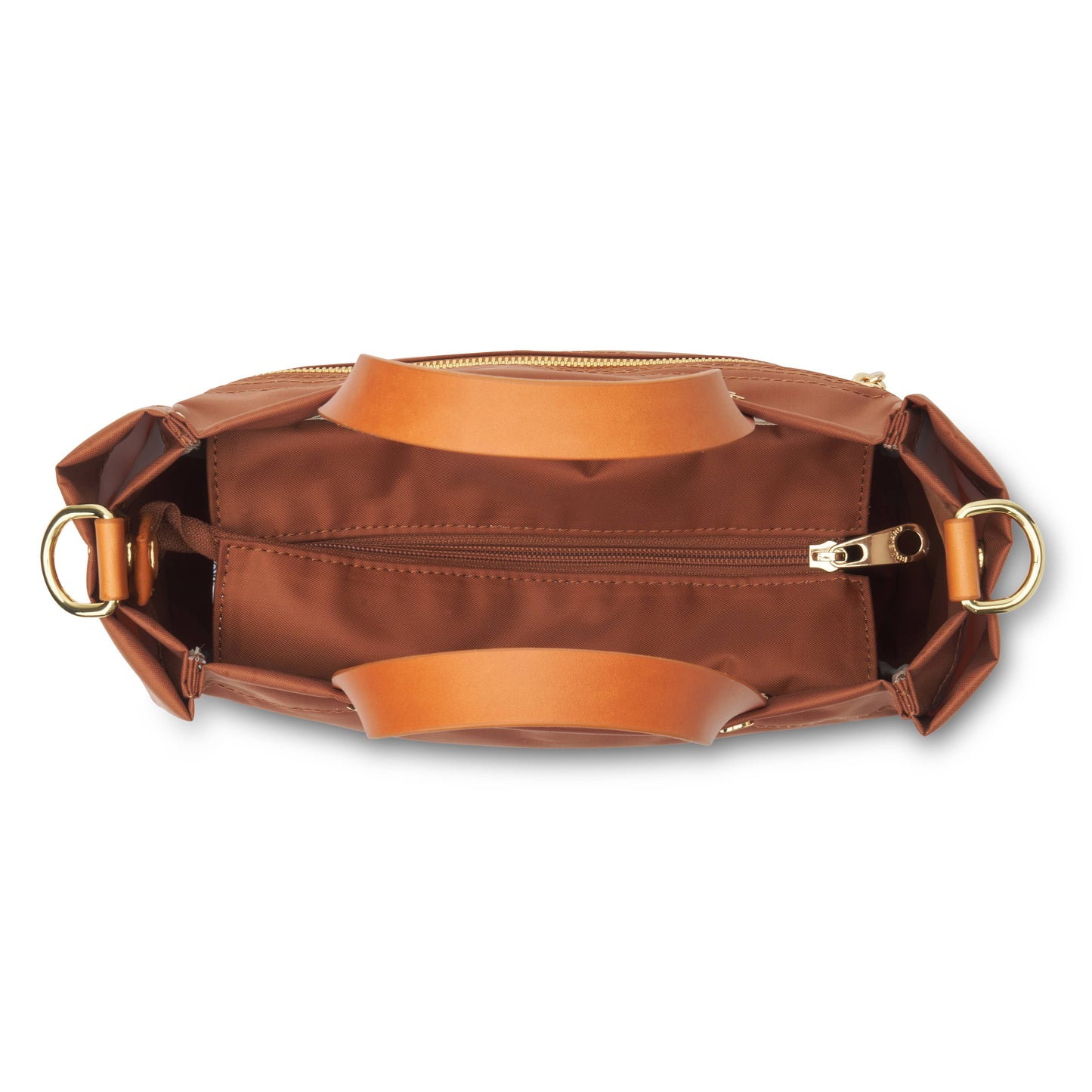 "Joey" Cognac Nylon Tote with Leather Accents