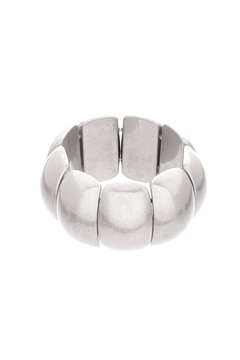 Vintage Metal Domed Shaped Ccb Stretch Bracelet