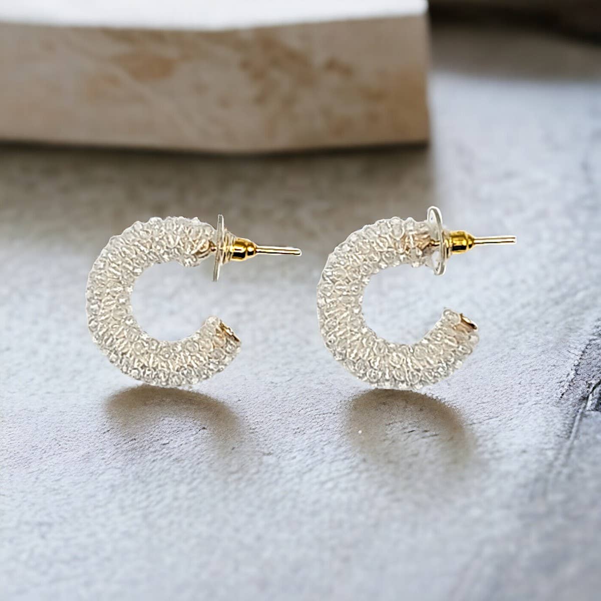 Clear Crystal Mini Cluster Hoop Earrings