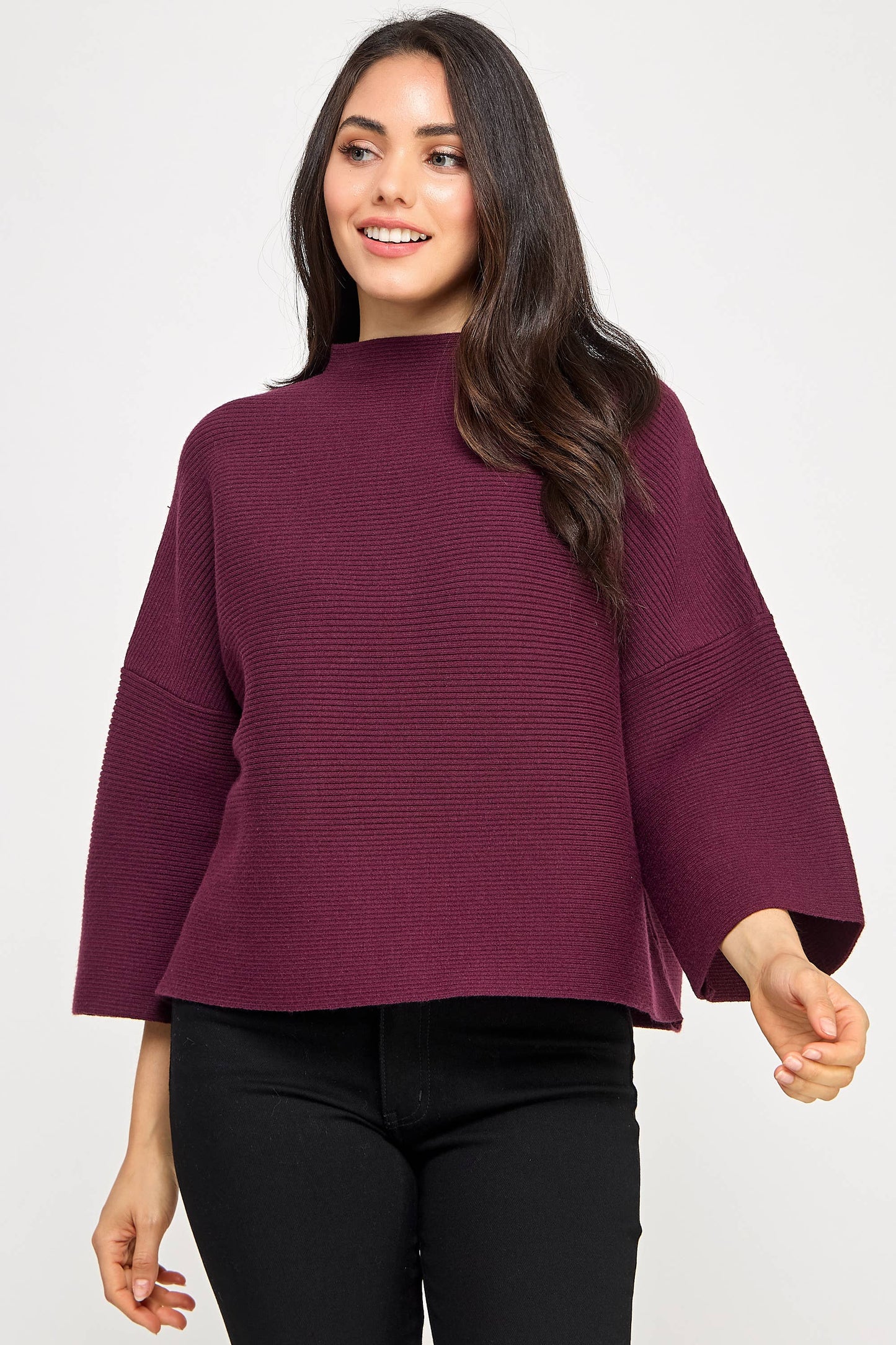 JT-5002-6 NOT YOUR CASUAL TOP-MERLOT