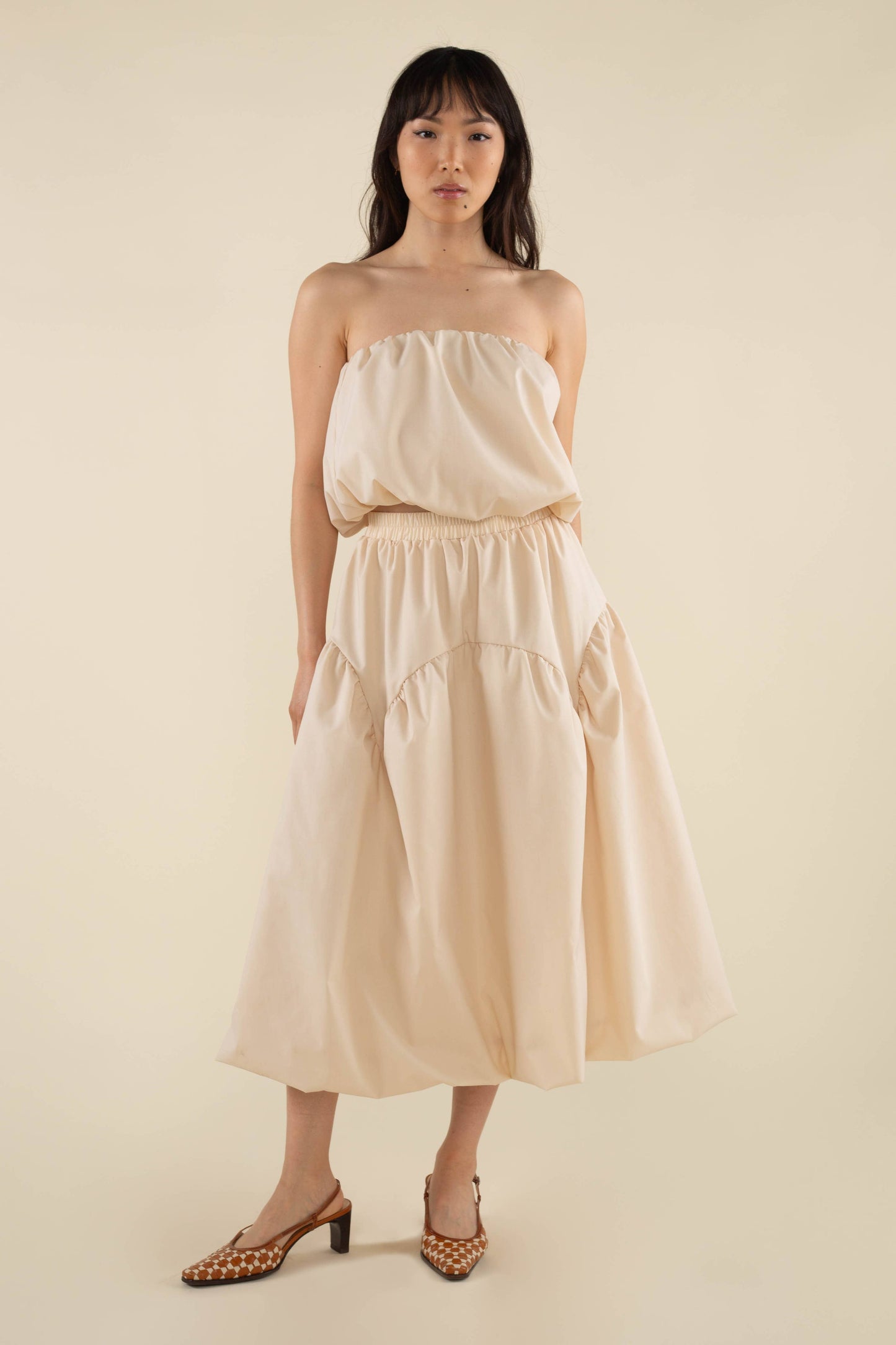 Faye Bubble Crop Poplin Tube Top