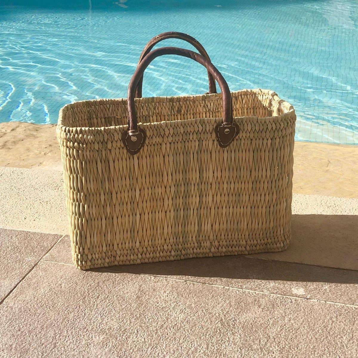 Reed Storage baskets - leather handles Beach Basket