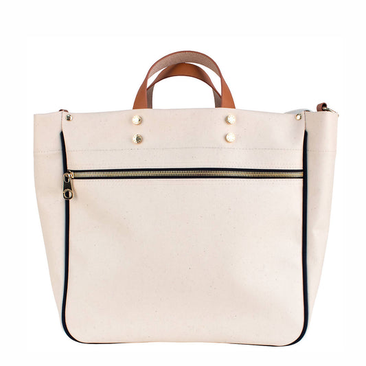 "Codie" Panda Canvas Tote with Leather Accents