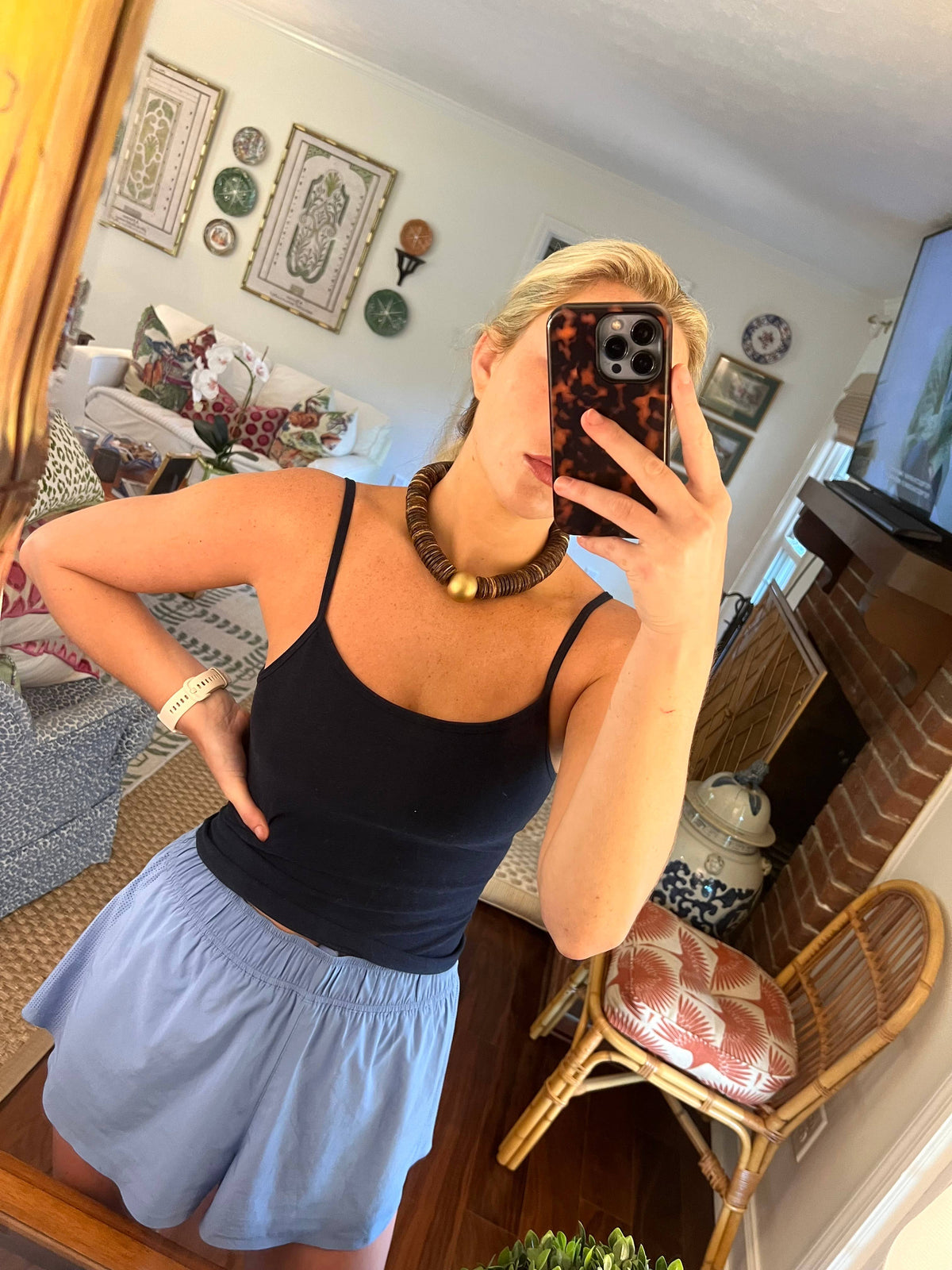 Brown Coconut Shell Statement Necklace