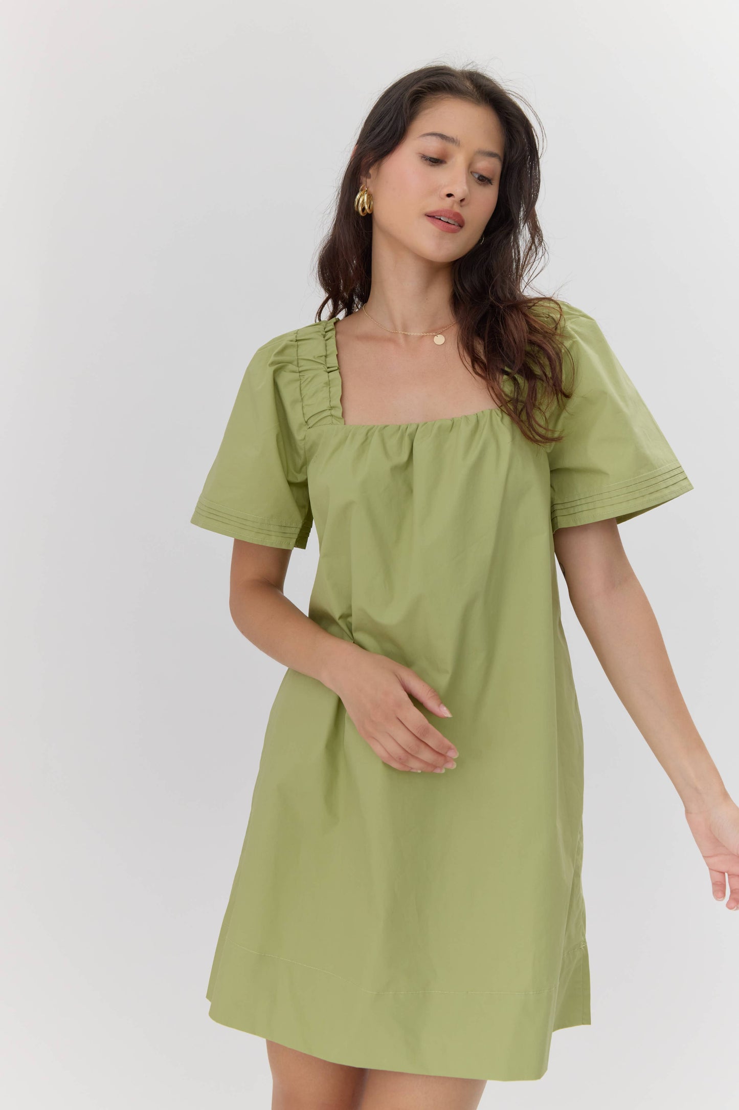 Nadia Poplin Square Neck Mini Dress