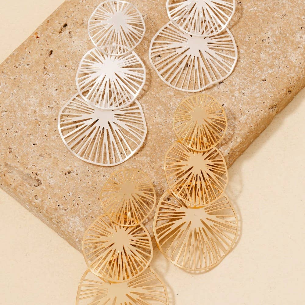 Triple Intricate Discs Dangle Earrings
