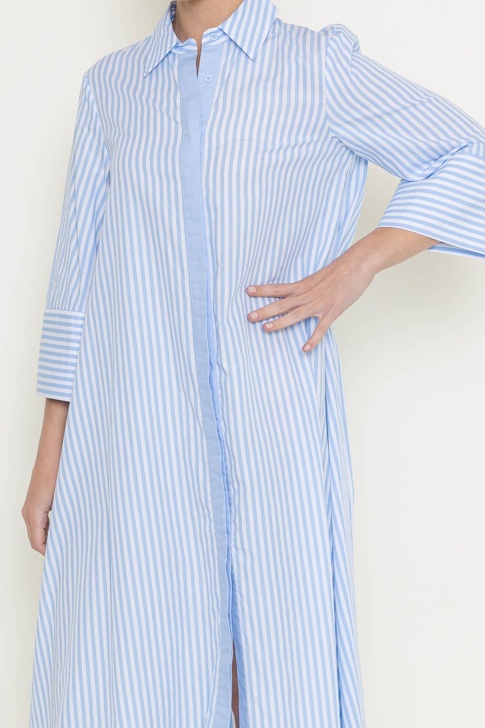 STRIPED MAXI SHIRT DRESS