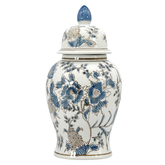 White & Blue Chinoiserie Ginger Jar 14"