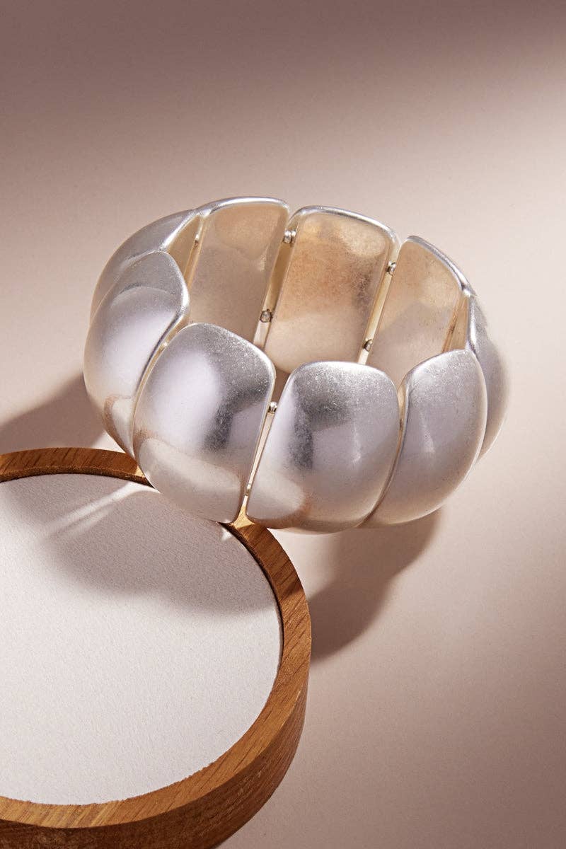 Vintage Metal Domed Shaped Ccb Stretch Bracelet