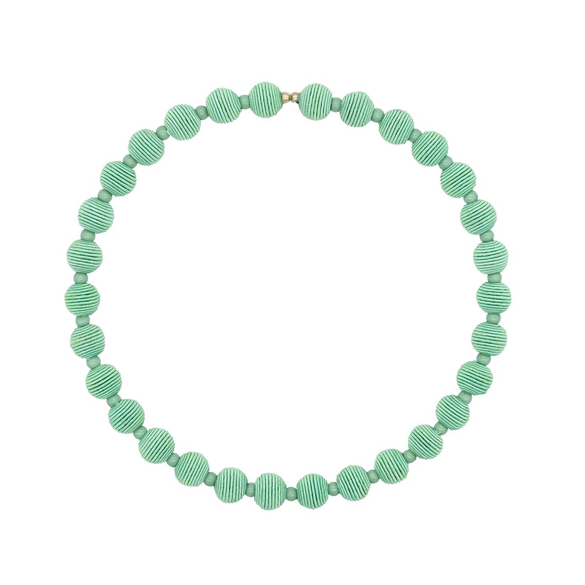 Cotton Springwire Woven Ball Necklace - Greens