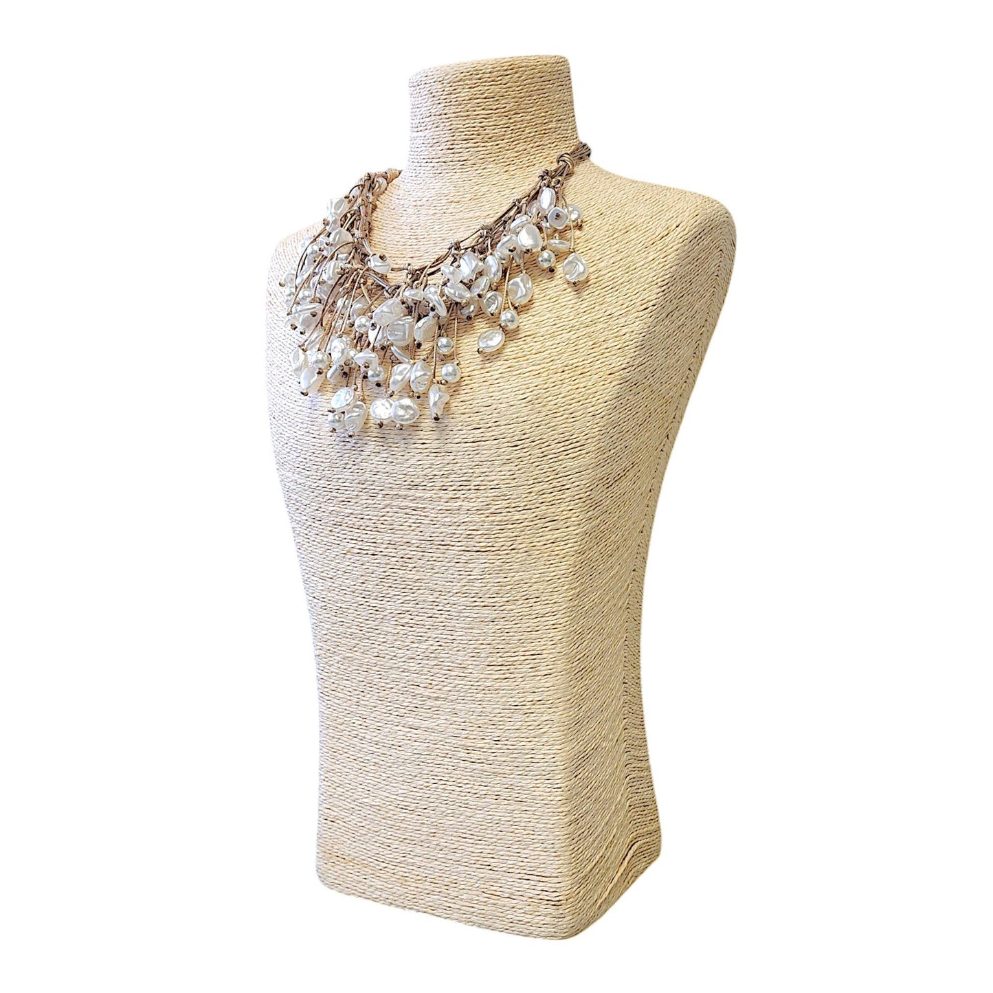 Pearl Necklace | Boho Necklace | Coastal | Beige | White