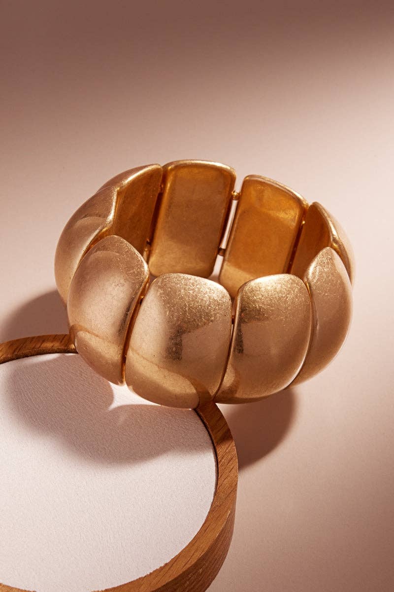 Vintage Metal Domed Shaped Ccb Stretch Bracelet