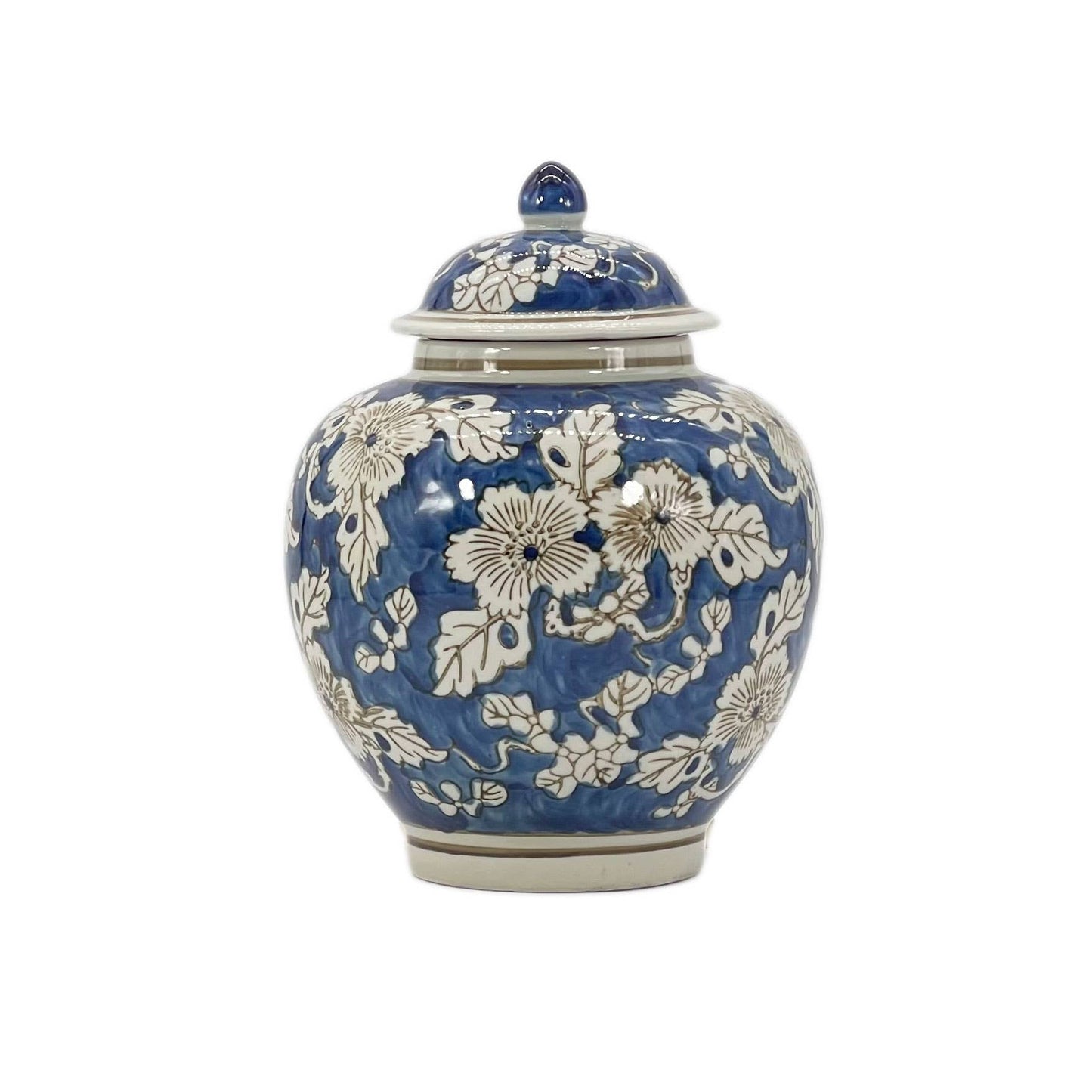 Classic  Floral Ceramic Ginger Jar 10"