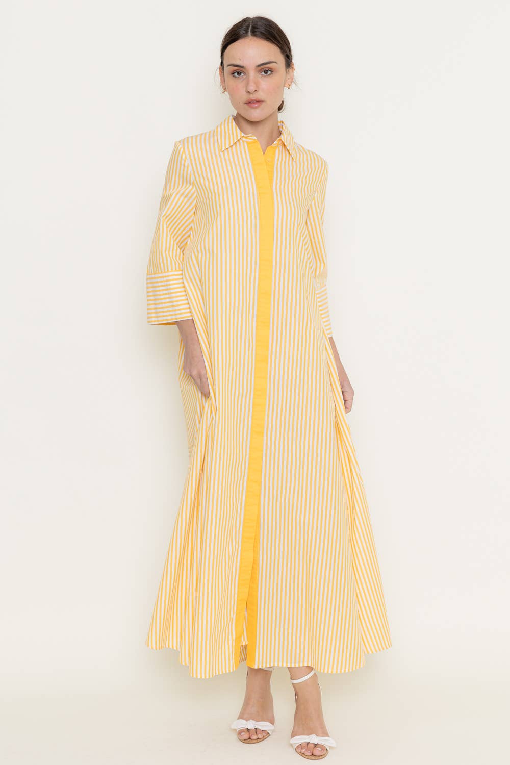 STRIPED MAXI SHIRT DRESS