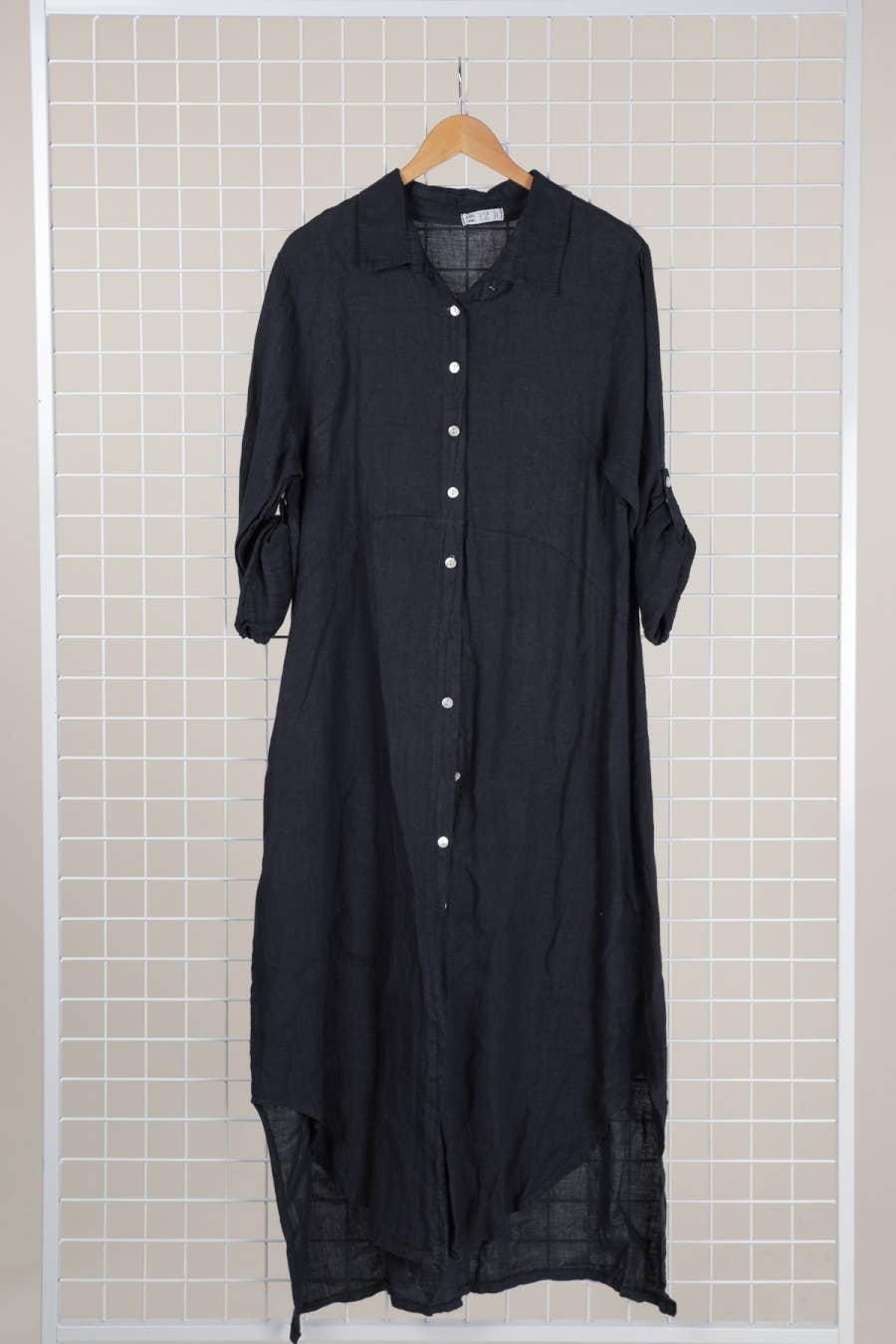 Long shirt dress 68036 100% LINEN