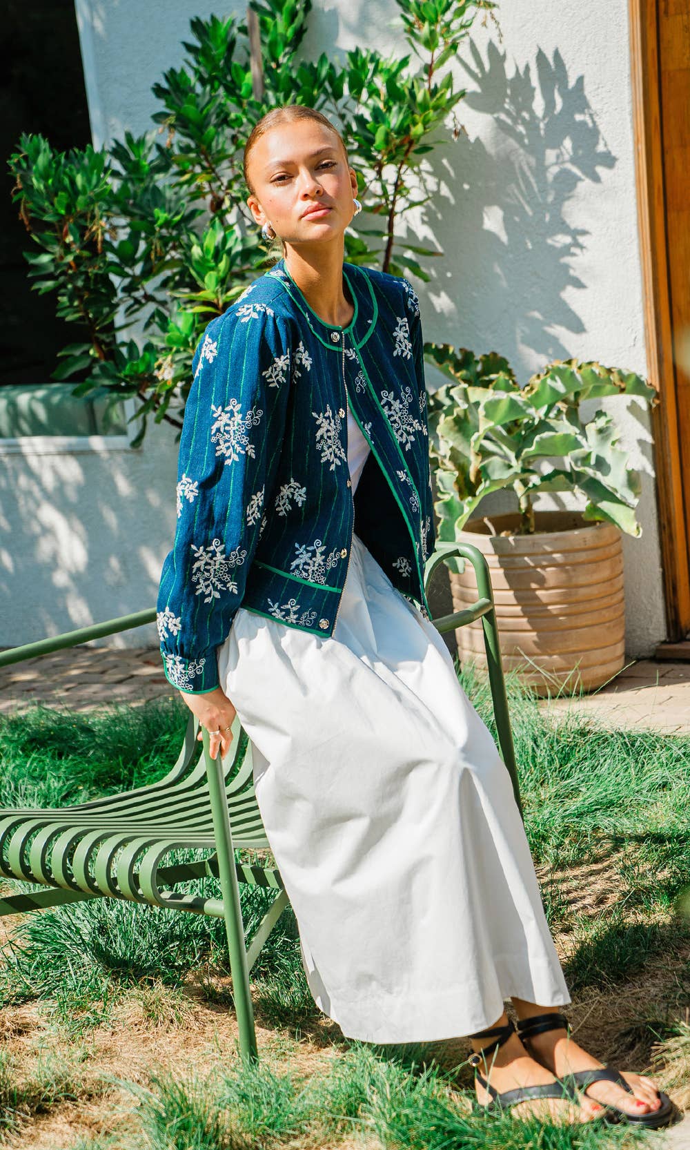 Ana Poplin A Line Midi Skirt
