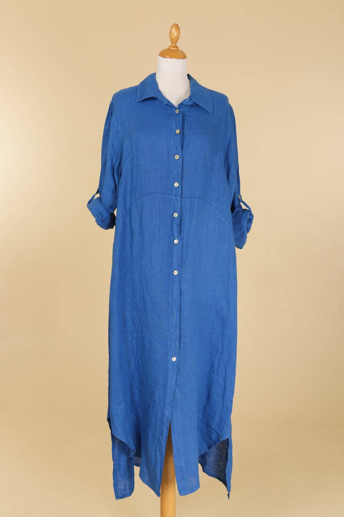 Long shirt dress 68036 100% LINEN
