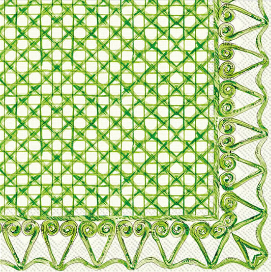 Paper Cocktail Napkins 20ct Botanical Cane Grn Rosanne Beck