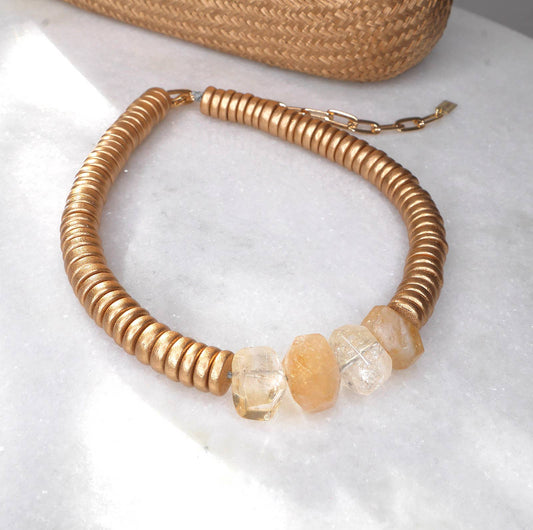 Gold Bead & Citrine Necklace | Resort Statement | Summer 25