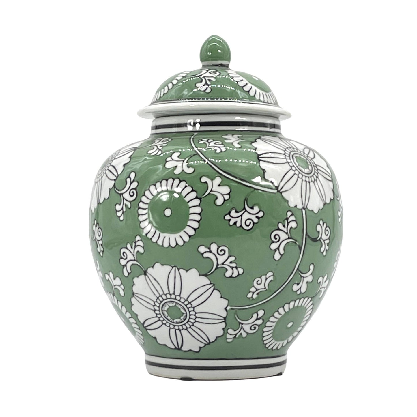 Classic  Floral Ceramic Ginger Jar 10"