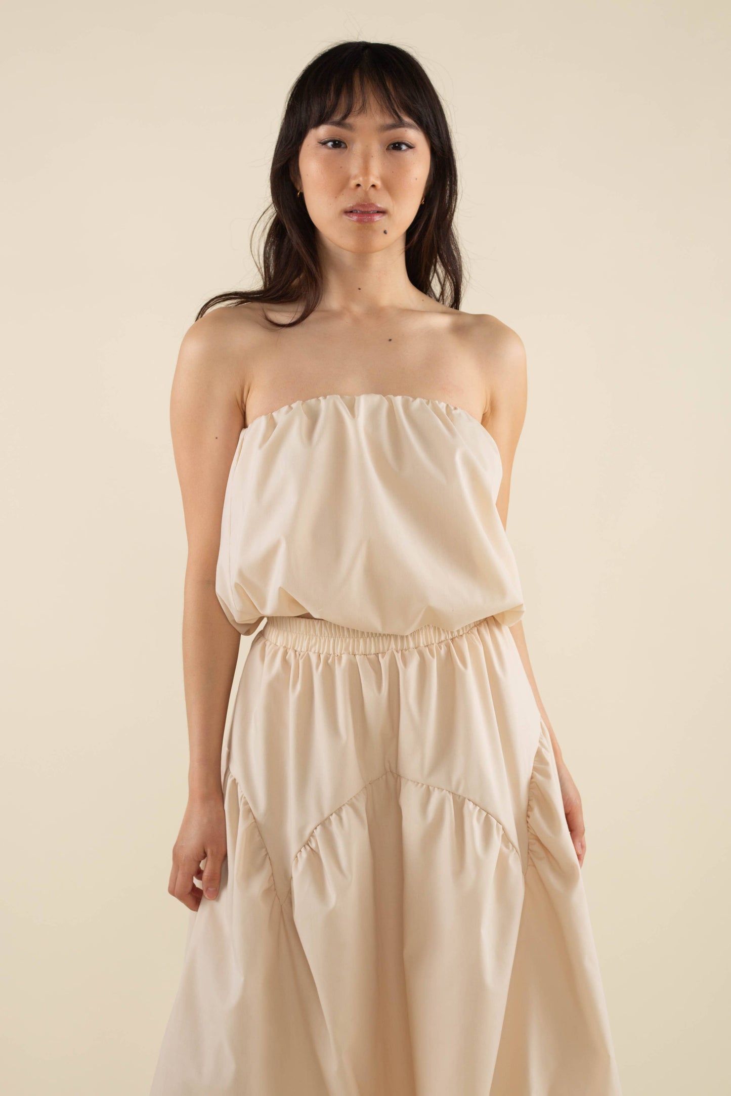 Faye Bubble Crop Poplin Tube Top