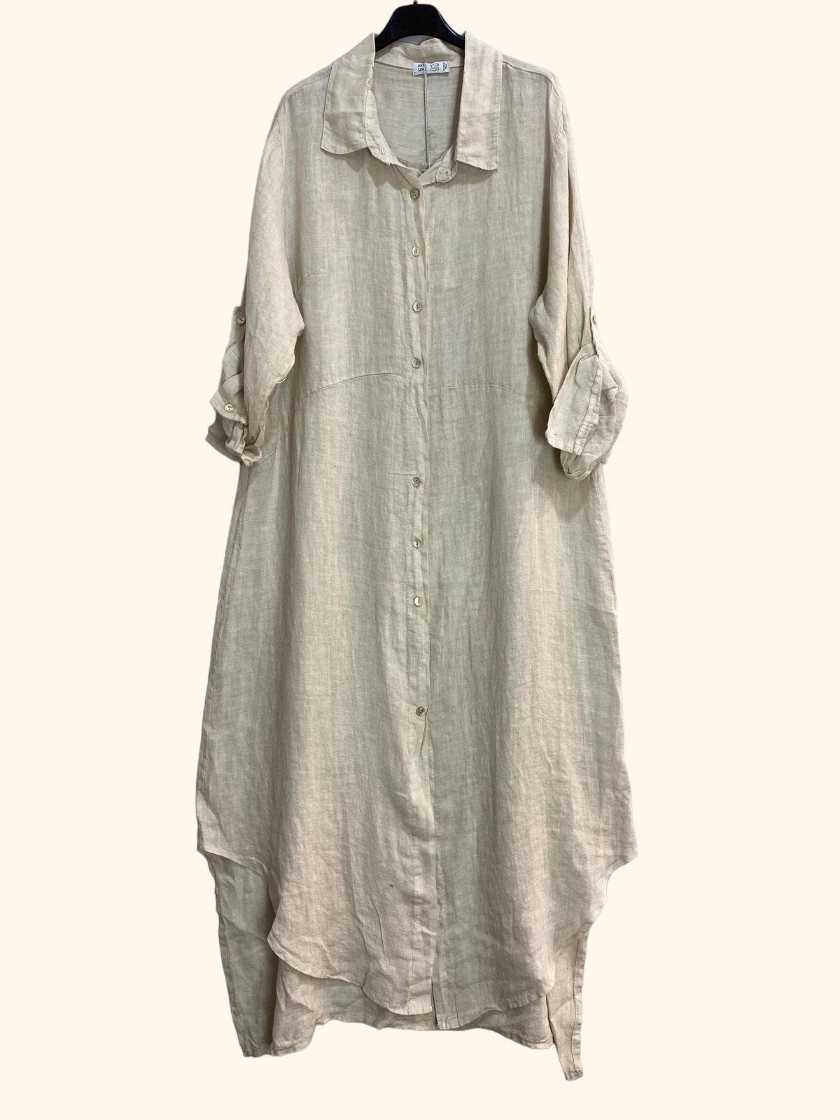 Long shirt dress 68036 100% LINEN