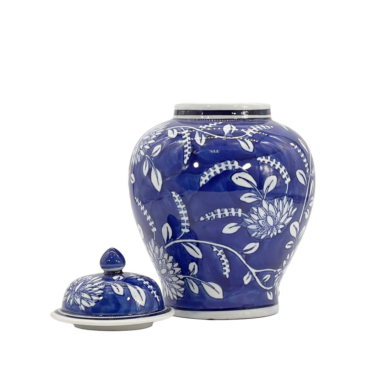 Floral Chinoiserie Ceramic Ginger Jar 12"