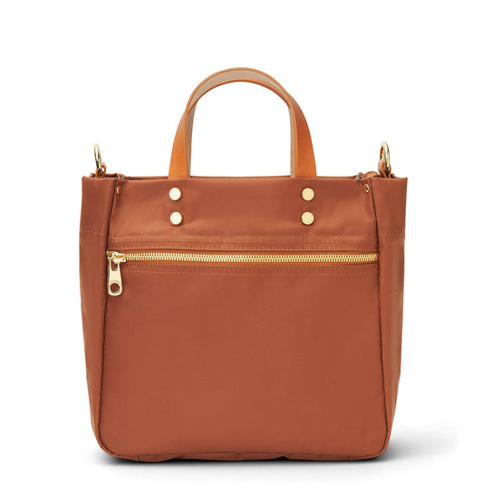 "Joey" Cognac Nylon Tote with Leather Accents