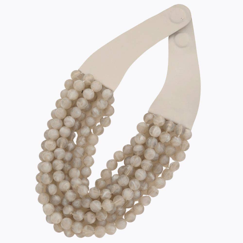 BOHEMIAN LEATHER SNAP BACK BEADED NECKLACE N13058