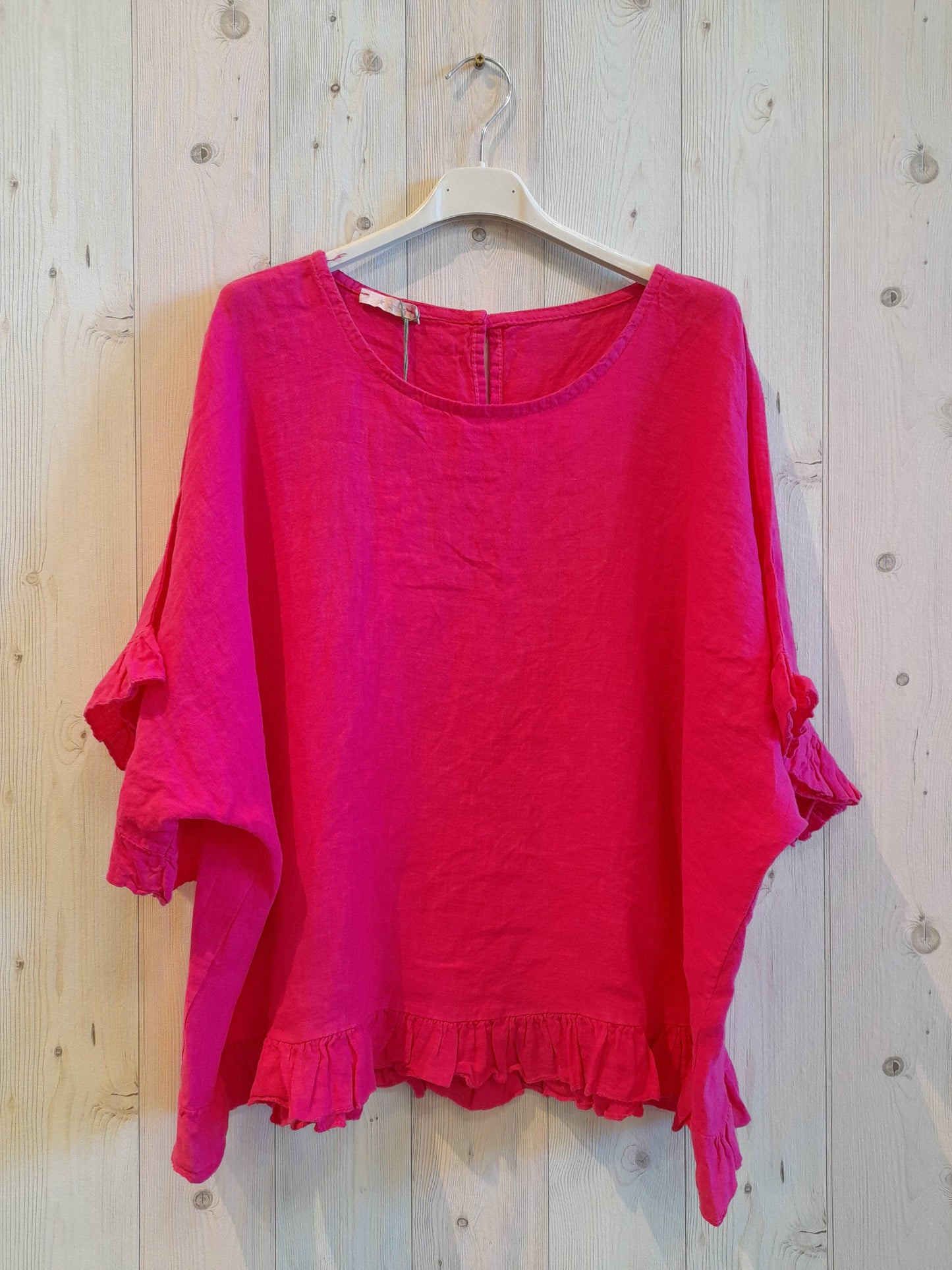 REF 10740 100% LINEN RUFFLE BLOUSE