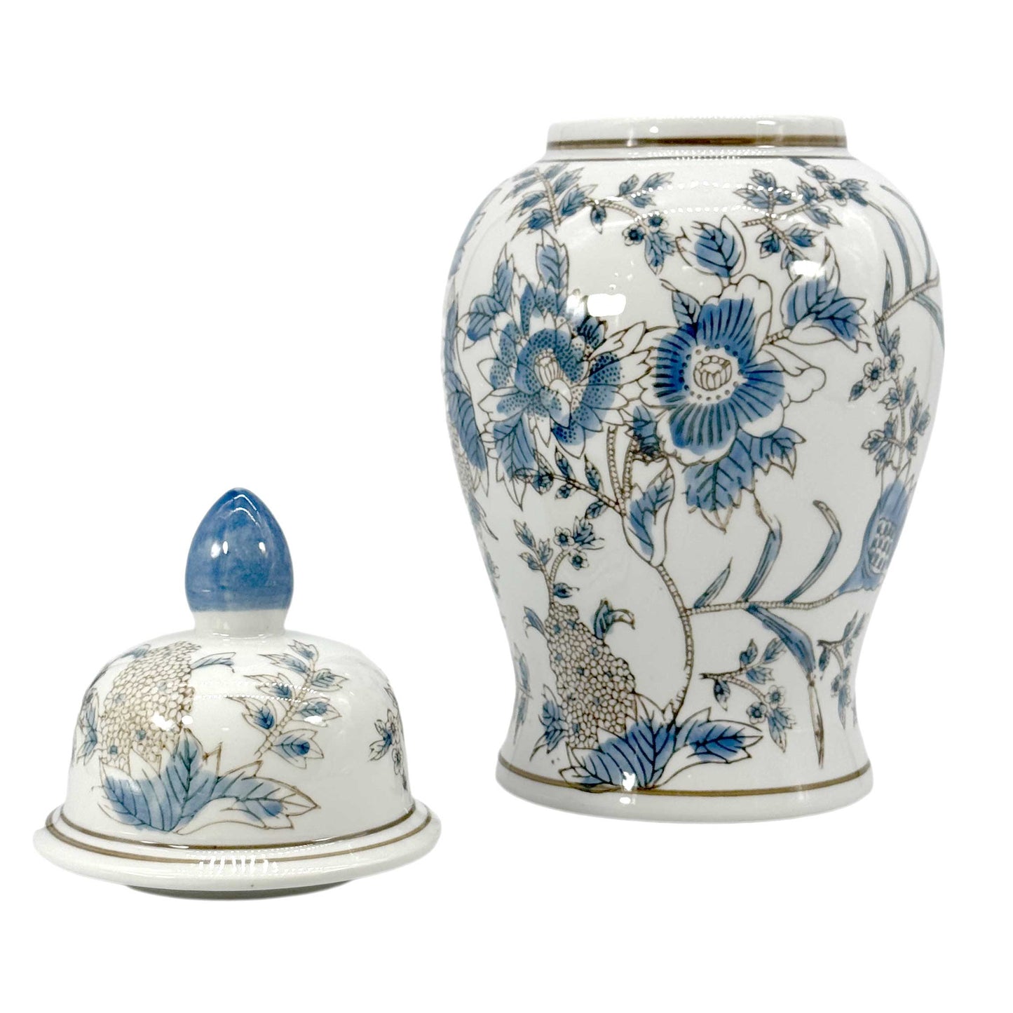 White & Blue Chinoiserie Ginger Jar 14"