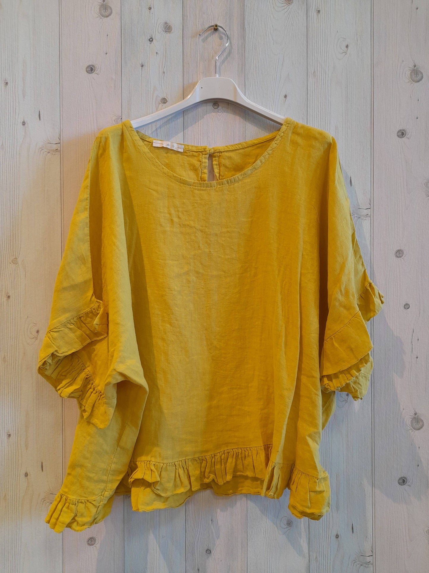 REF 10740 100% LINEN RUFFLE BLOUSE