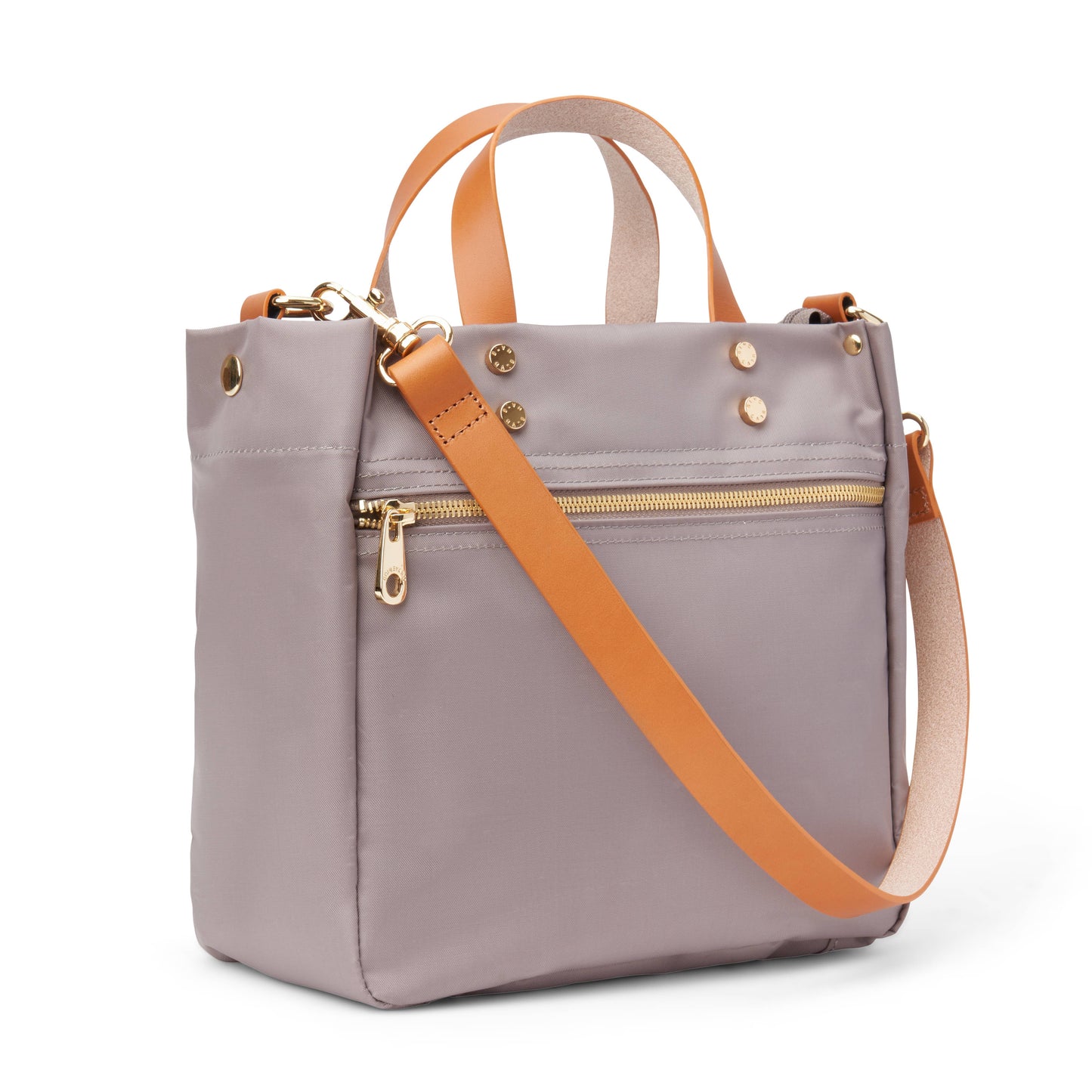 "Joey" Taupe Nylon Tote with Leather Accents