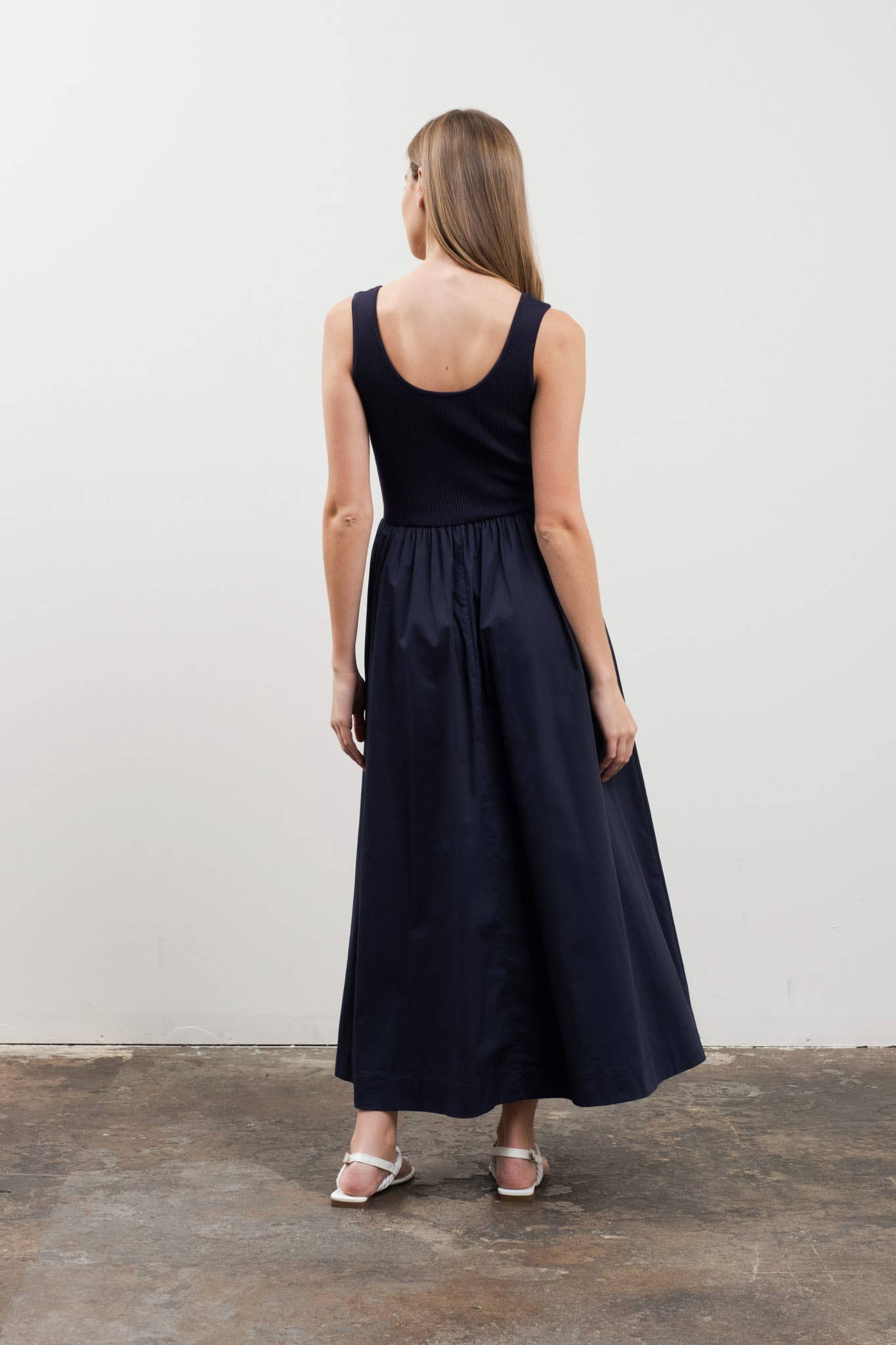 SWEATER KNIT TANK TOP MIXED MEDIA MIDI DRESS