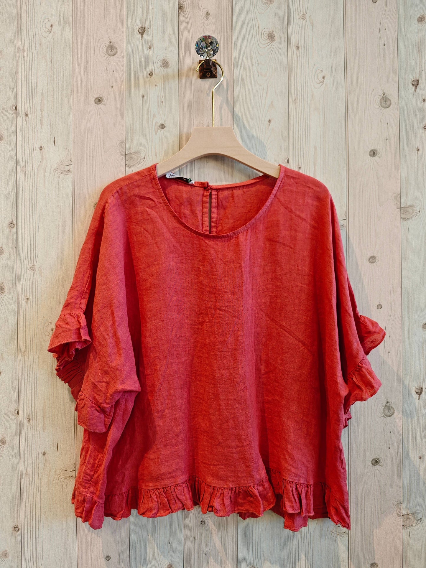 REF 10740 100% LINEN RUFFLE BLOUSE