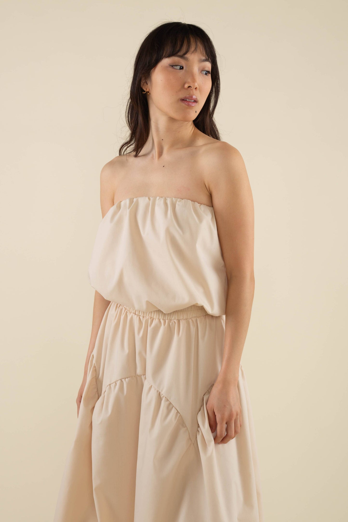 Faye Bubble Crop Poplin Tube Top