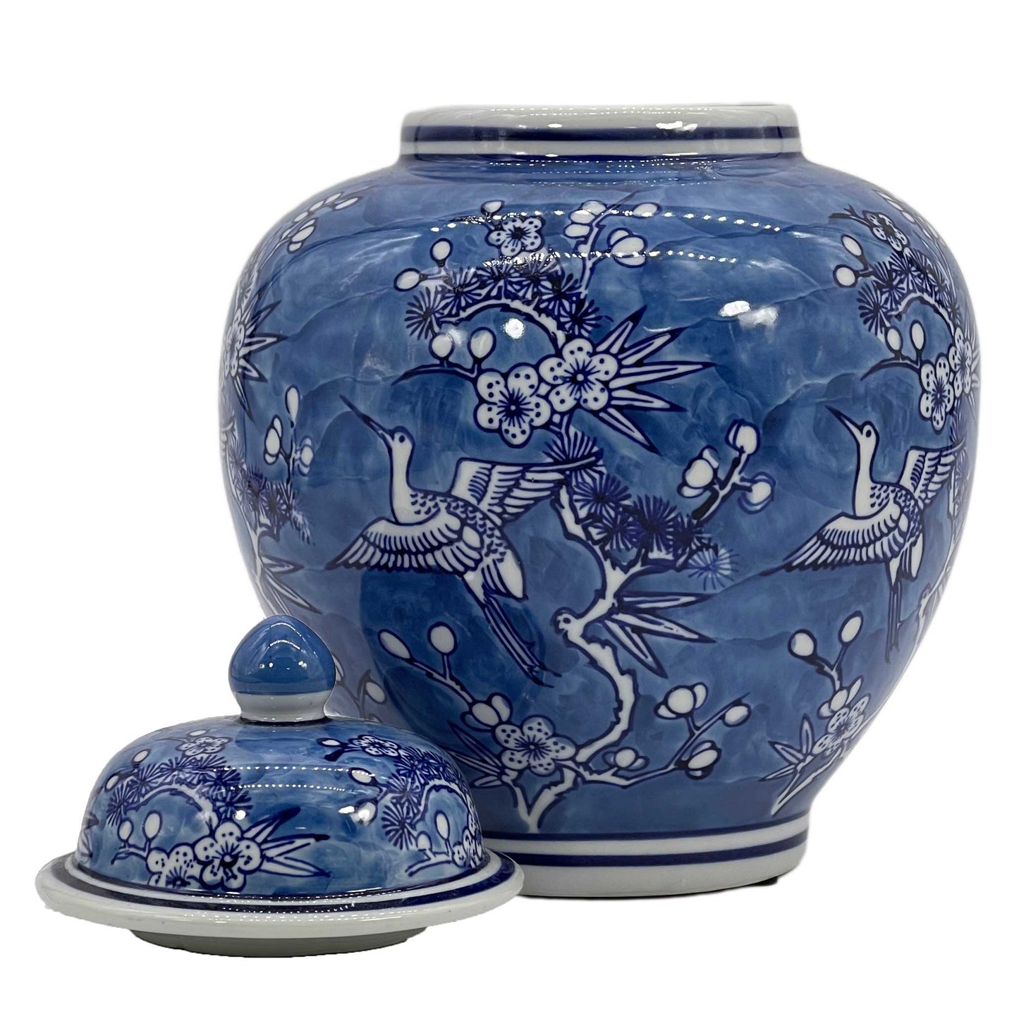 Classic  Floral Ceramic Ginger Jar 10"