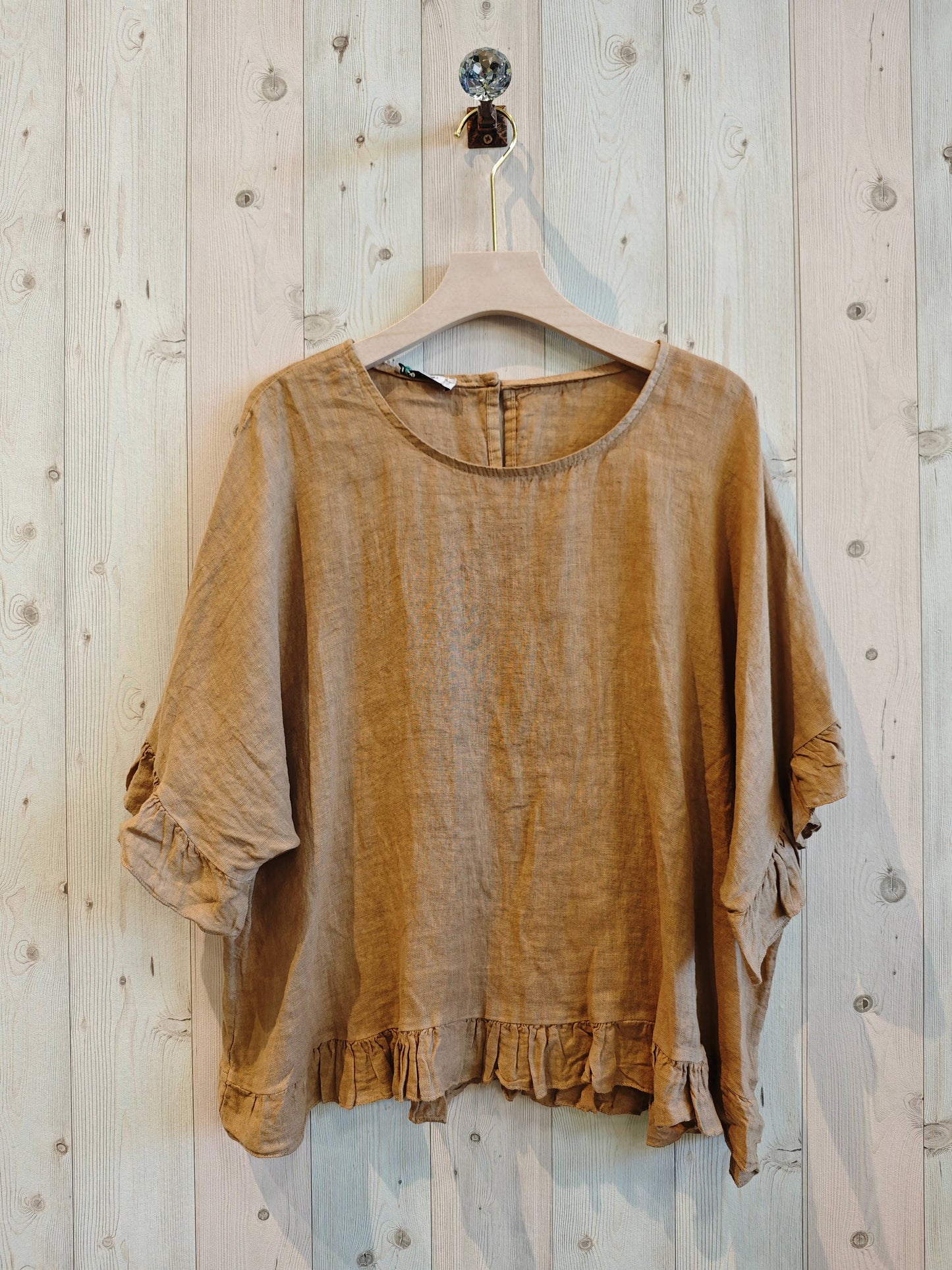 REF 10740 100% LINEN RUFFLE BLOUSE