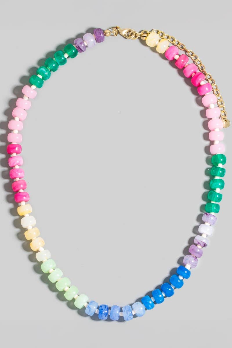 Round Marble Resin Beaded Necklace
