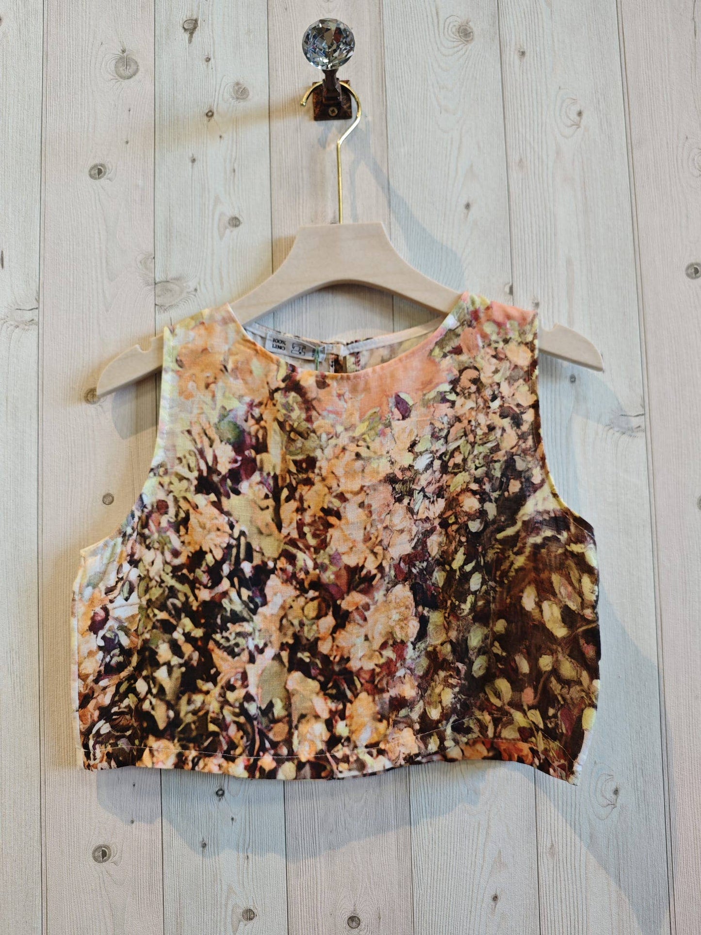 REF 332041 SHORT PRINTED TOP 100% LINEN
