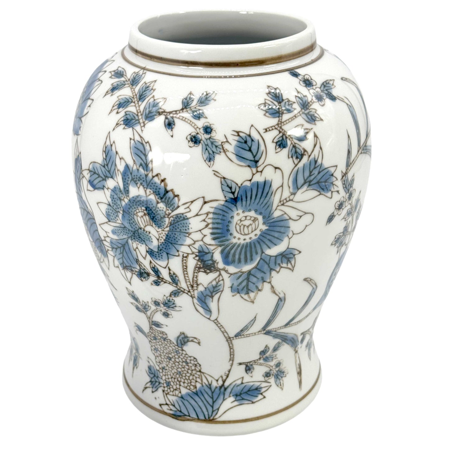 White & Blue Chinoiserie Ginger Jar 14"