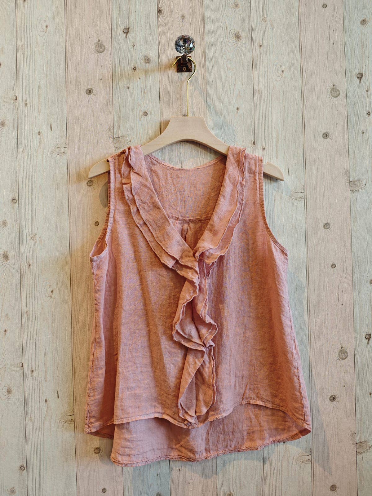 REF 17461 100% LINEN RUFFLE T-SHIRT