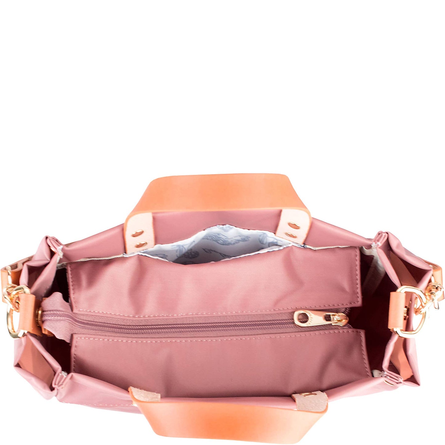"Joey" Mauve Nylon Tote with Leather Accents