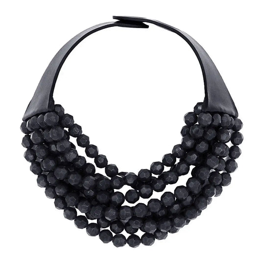 BOHEMIAN LEATHER SNAP BACK BEADED NECKLACE N13058