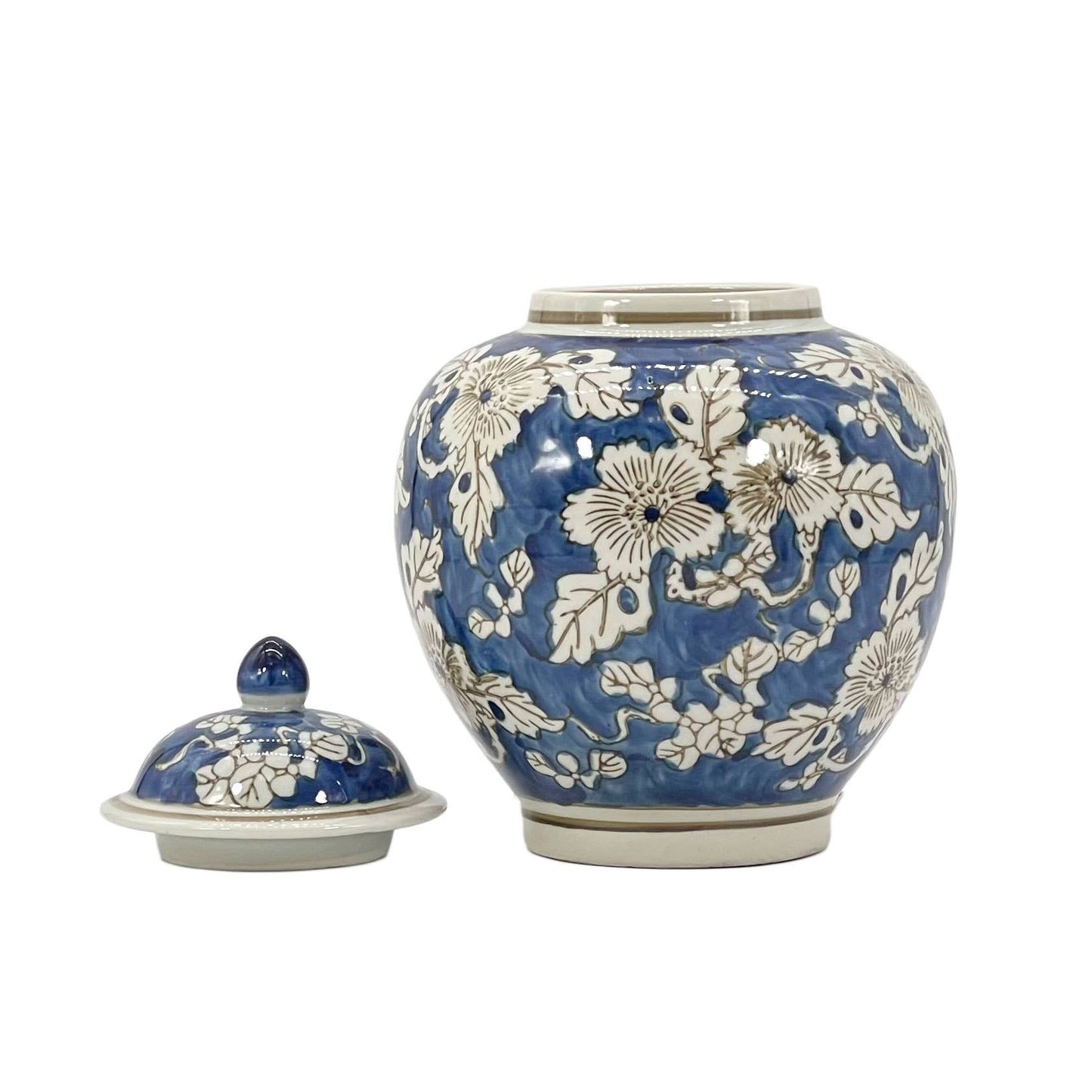 Classic  Floral Ceramic Ginger Jar 10"