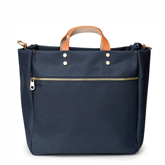 "Codie" Navy Nylon Tote with Leather Accents